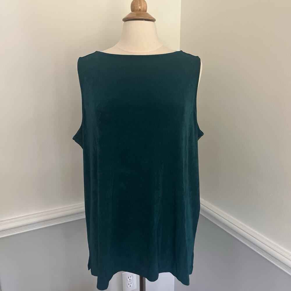 Chico’s Travelers Side Slit Tank XXL (Size 4) Peacock Teal Nwt